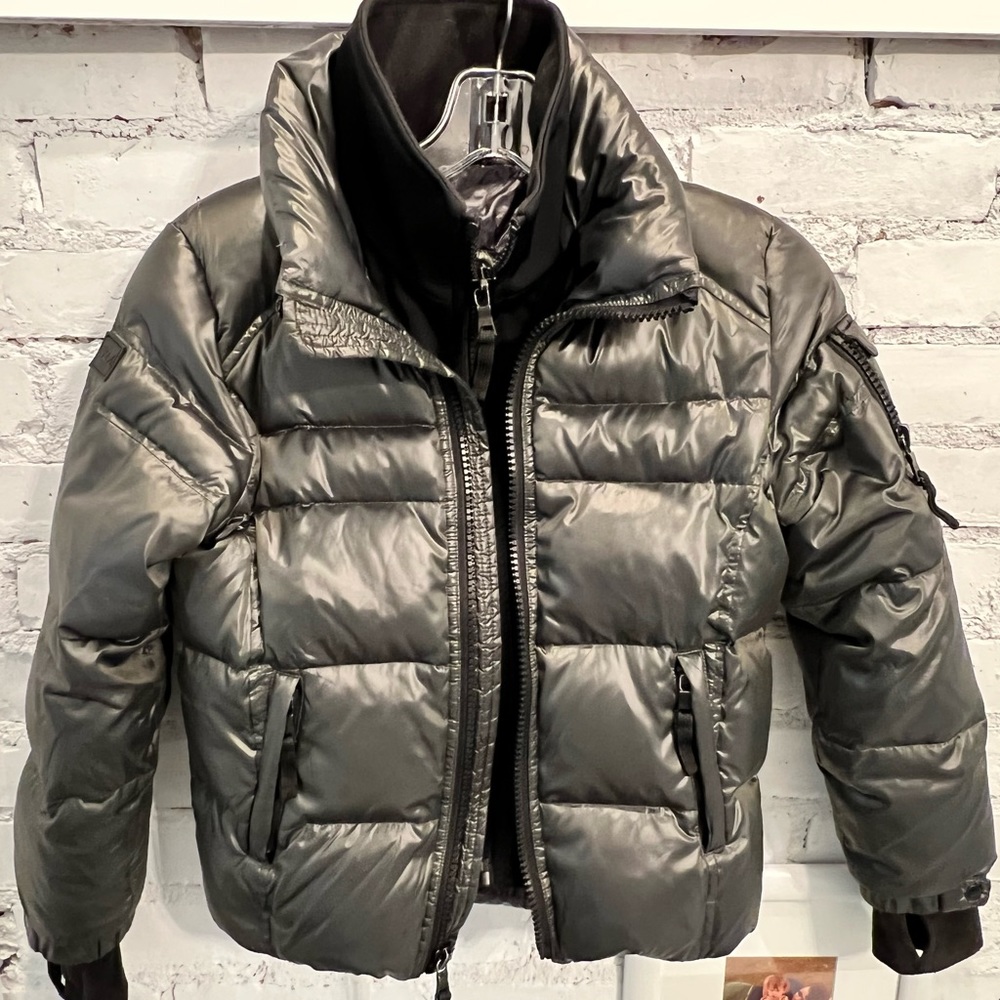 SAM BOYS GLACIER down winter jacket. Size 8. Military Green. Double lined